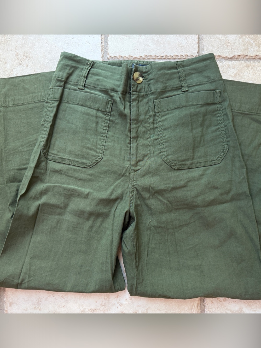 Anthropologie Olive Green Wide-Leg Utility Pants